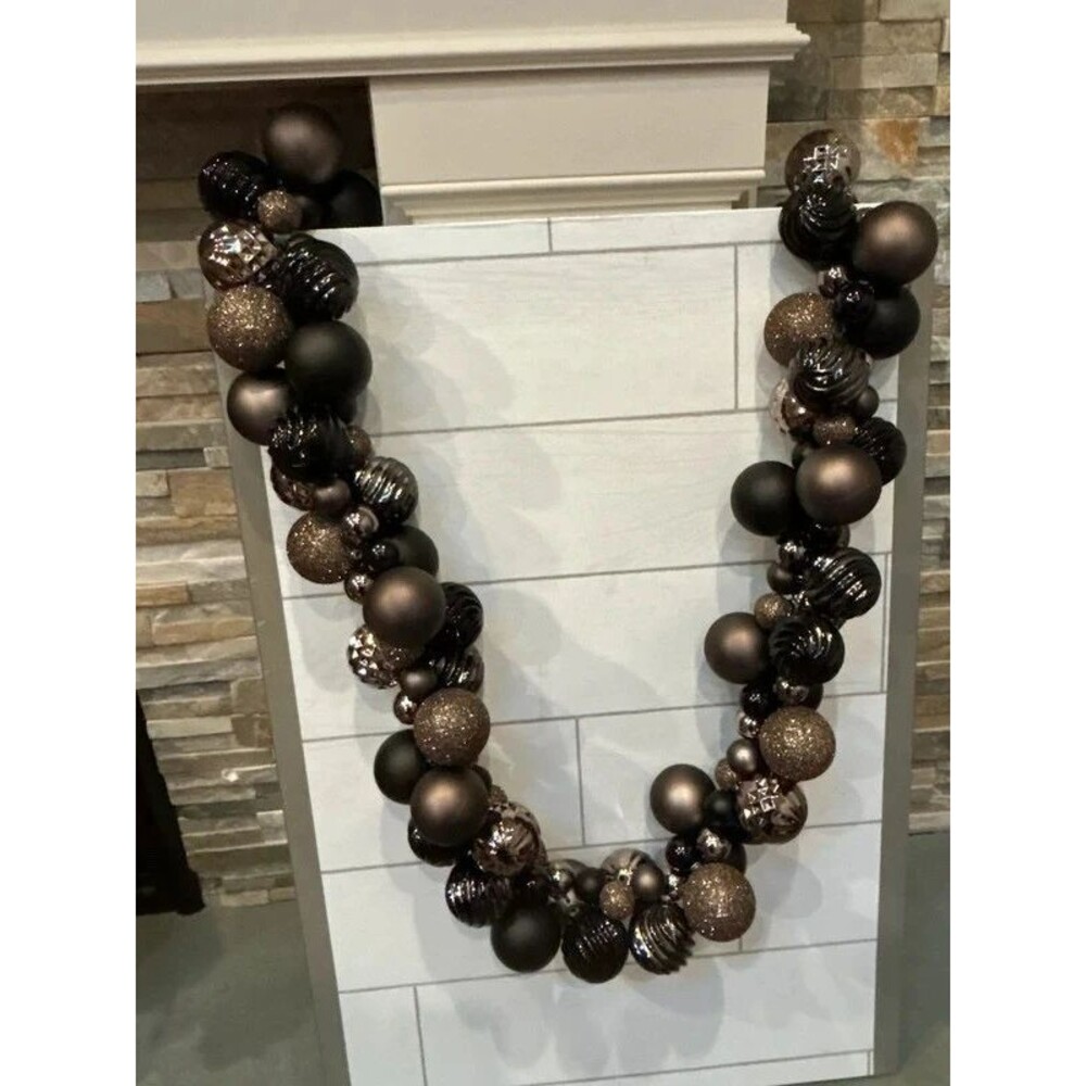 Ashland Christmas Black, Bronze, Gold Bulb 6 Foot Garland - Read